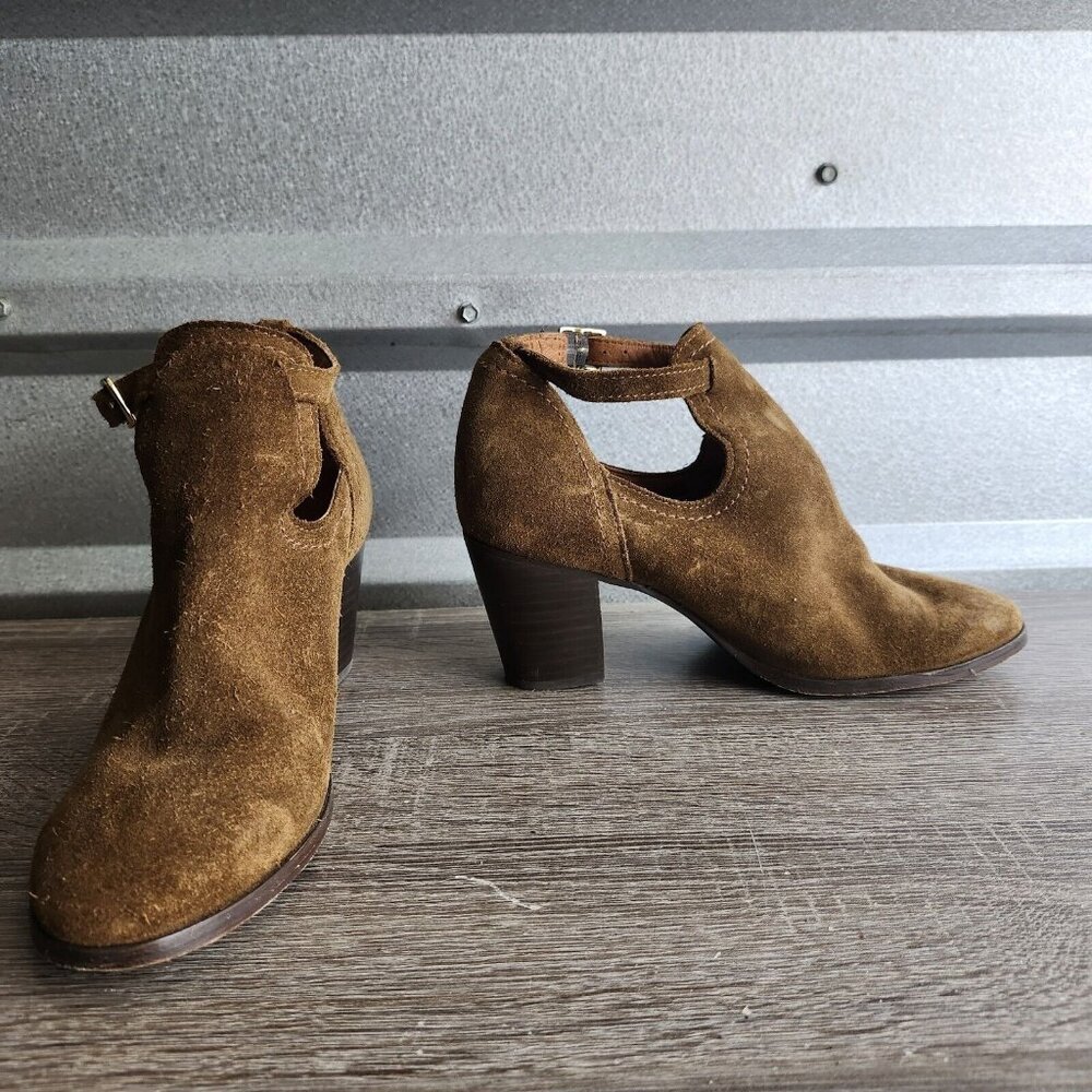 Frye Shootie Boot Chestnut Brown Suede Meghan ankle open authentic Frye Sz 6.5B